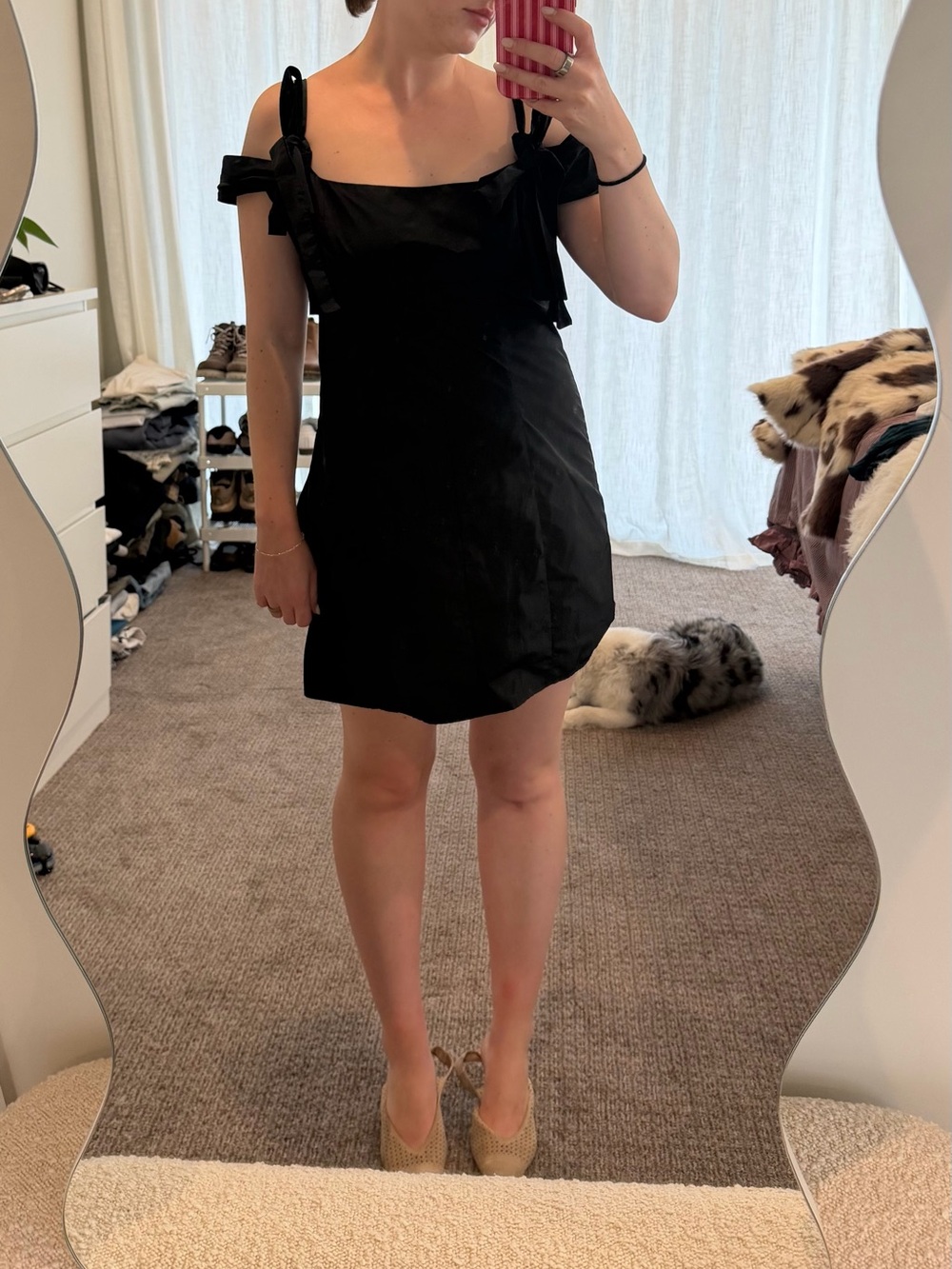 Urban Outfitters Black Mini Dress with Bow Detailing